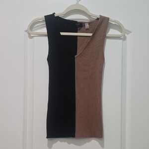 Tahari Black and Brown Women's Tank Top And Long Cardigan